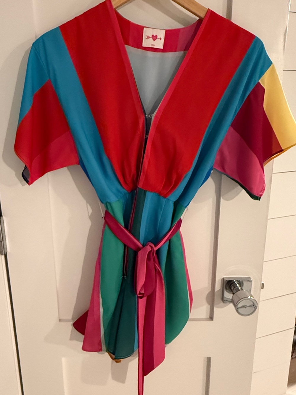 Buddy Love Rainbow 🌈 Multicolor Belted Romper Beach Coverup XS